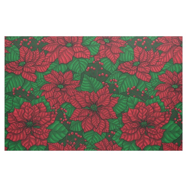 Tecido Poinsettia, padrão de Natal (Fat Quarter)