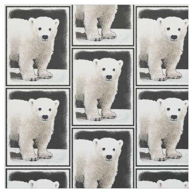 Tecido Polar Bear Cub Painting - Arte Original (Modelo)