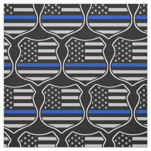 Tecido Polícia crachá bandeira americana com linha azul