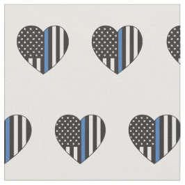 Tecido Polícia Fino Blue Line American Flag Heart