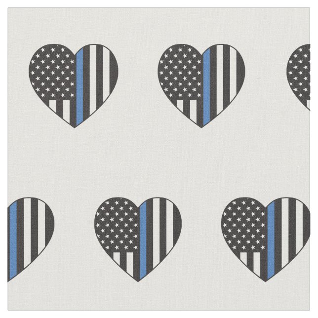 Tecido Polícia Fino Blue Line American Flag Heart (Detalhe)