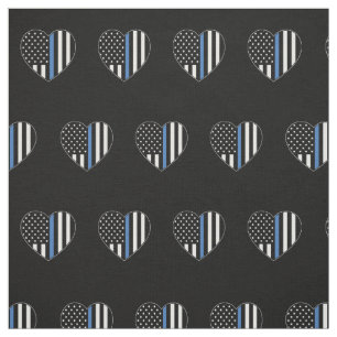 Tecido Polícia Fino Blue Line American Flag Heart