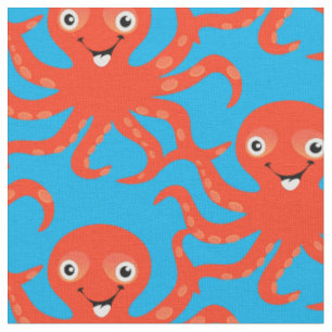 Tecido Polvo Trovão de Octopus Cortado Vermelho Sorrente