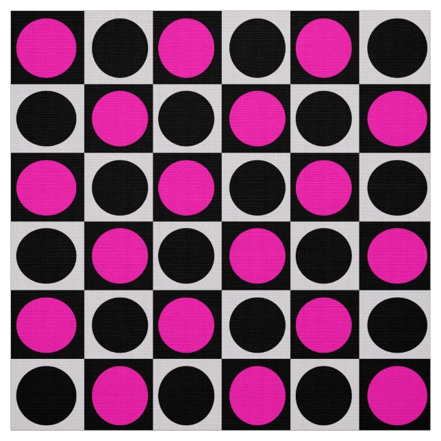 Tecido Pontos Cor-De-Rosa E Pretos Geométricos Verificado (Modelo)