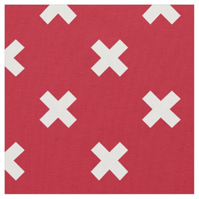 Tecido Pontos de cruz brancos em vermelho (Detalhe)