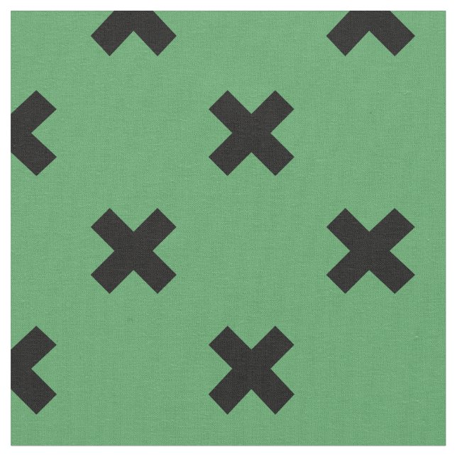 Tecido Pontos de cruz pretos em verde (Detalhe)