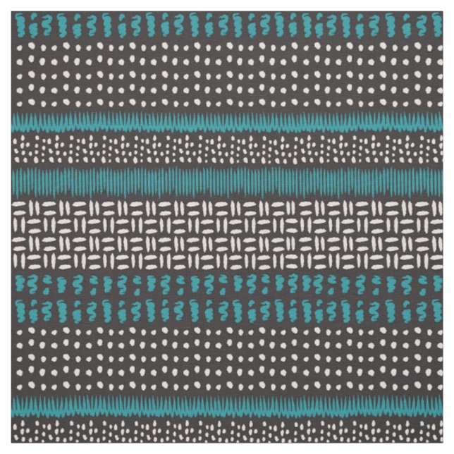 Tecido Pontos negros do Teal branco mancha o padrão Zigza (Modelo)
