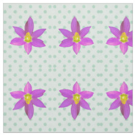 Tecido Pontos Polka Verdes em Floral Rosa