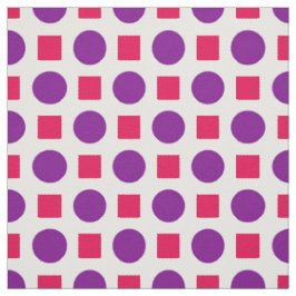 Tecido Pontos roxos e quadrados fuchsia