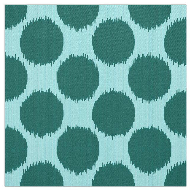 Tecido Pontos, turquesa e aqua gigantes de Ikat (Modelo)