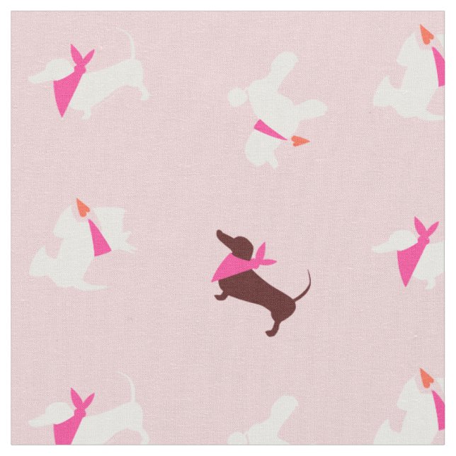 Tecido Pooches De Rosa Rosa Rosa Rosa (Detalhe)