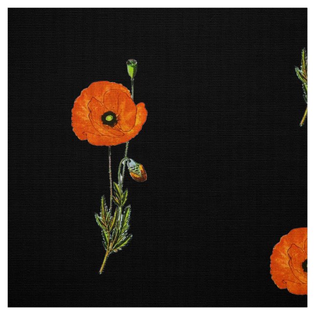 TECIDO POPÉCIES, FLORAL PRETO VERMELHO (Modelo)
