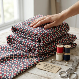 Tecido Poplin com Grade Floral Abstrata Azul Marin