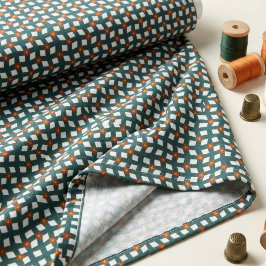 Tecido Poplin com Grade Floral Laranja Turquesa