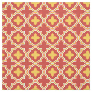 Tecido Pôr do Sol Quatrefoil - Padrão de Azulejo em Treli