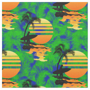 Tecido Por do sol surfando