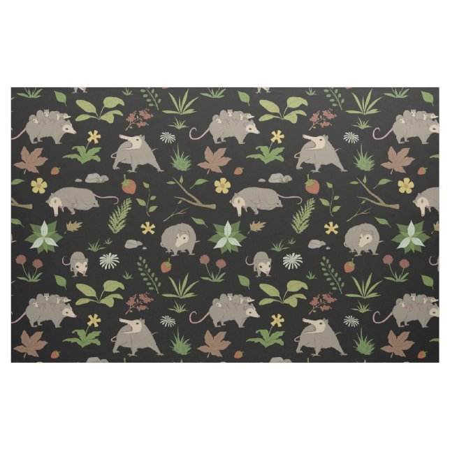 Tecido Possui num Campo de Berry em Preto (Fat Quarter)