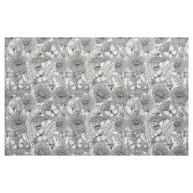 Tecido Prado de dandelion em preto e branco (Fat Quarter)
