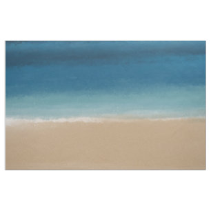 Tecido Praia Azul Dourada Moderna de Aquarela