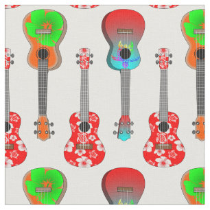 Tecido Praia de Verão de Ukuleles no Havaí