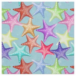 Tecido Praia Náutica de Verão do Starfish multicolor em a