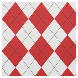 Tecido Preppy Argyle Tartan Diamond Xadrez Vermelho Branc