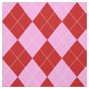 Tecido Preppy Argyle Tartan Diamond Xadrez Vermelho Rosa