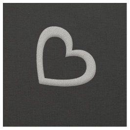 Tecido Preto com Padrão de Coração de Prata Gigant