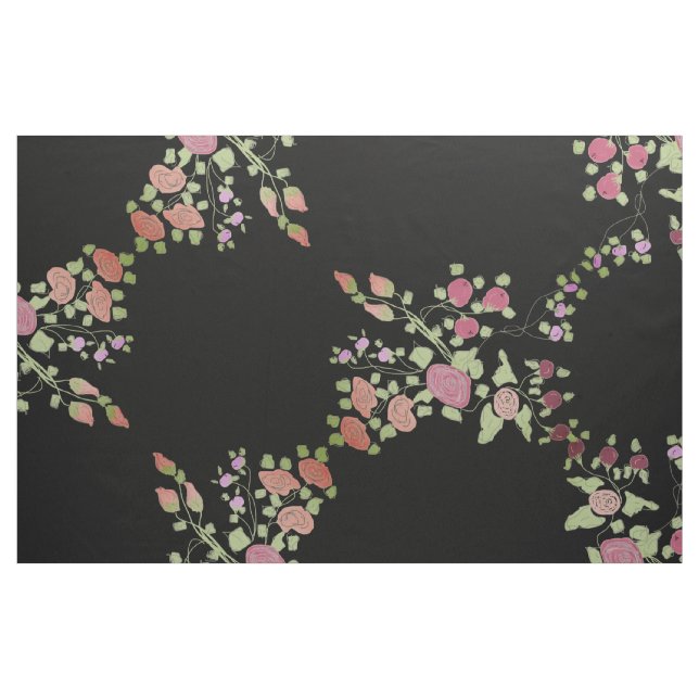 Tecido Preto com Vintage Floral (Fat Quarter)