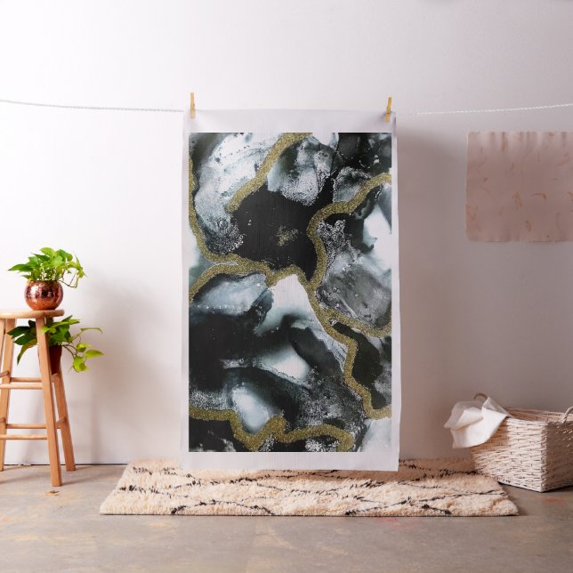 Tecido preto, Dourado e branco | Moderno | Quic (In Situ)