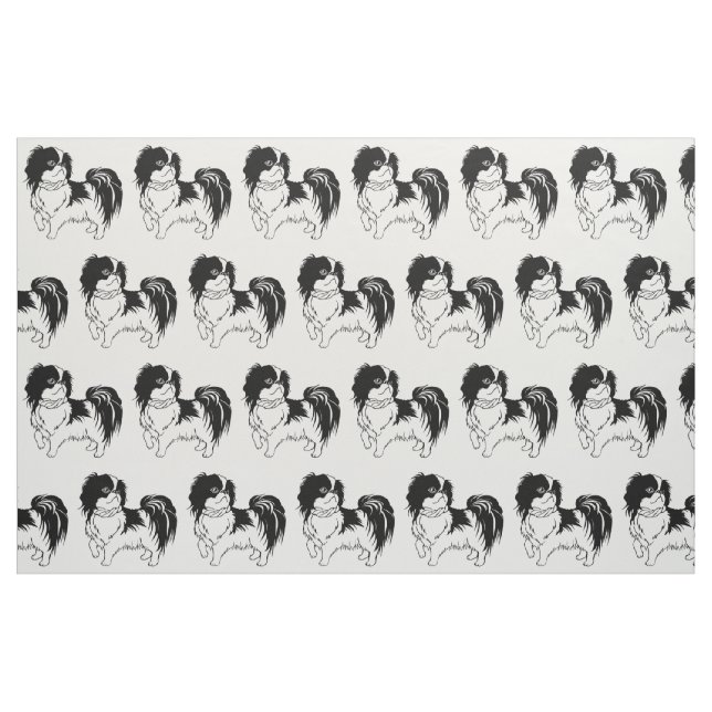 Tecido preto e branco adorável do cão (Fat Quarter)