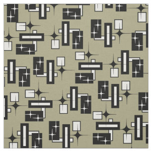 Tecido Preto e branco geométrico retro de Stardust