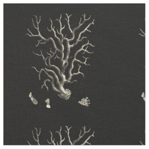 Tecido Preto e Coral-bravo