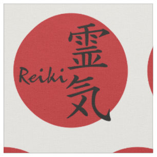 Tecido Preto vermelho do símbolo/sinal REIKI + seu fundo
