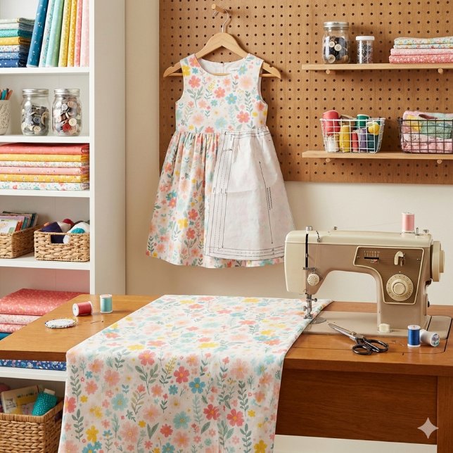 Tecido Pretty Spring Floral Craft  (Brighten your spring sewing with cheerful pastel floral fabric perfect for dresses, crafts and decor)