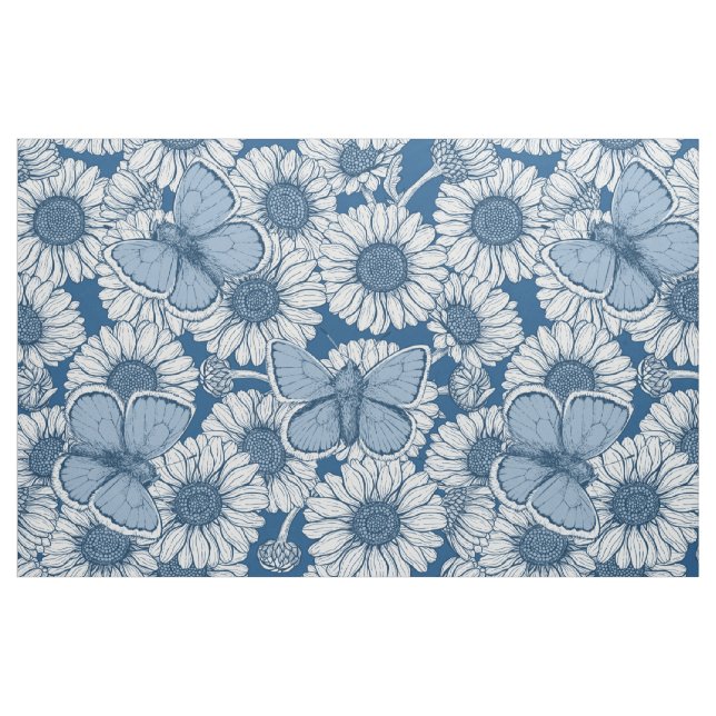 Tecido Primavera azul, flores silvestres, margaridas (Fat Quarter)