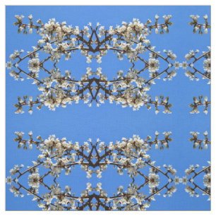 Tecido Primavera de flores de cereja branca