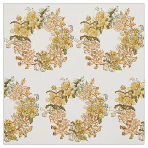 Tecido Primavera Floral Flor Wreath Vintage Watercolor