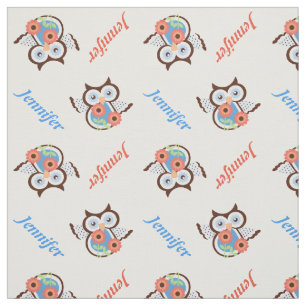 Tecido Primavera, flores e nome personalizados