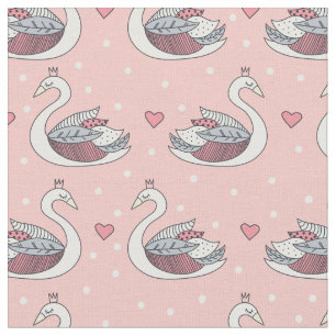 Tecido Princesa Padrões de Cisne Esmaga Pássaros Rosa Men