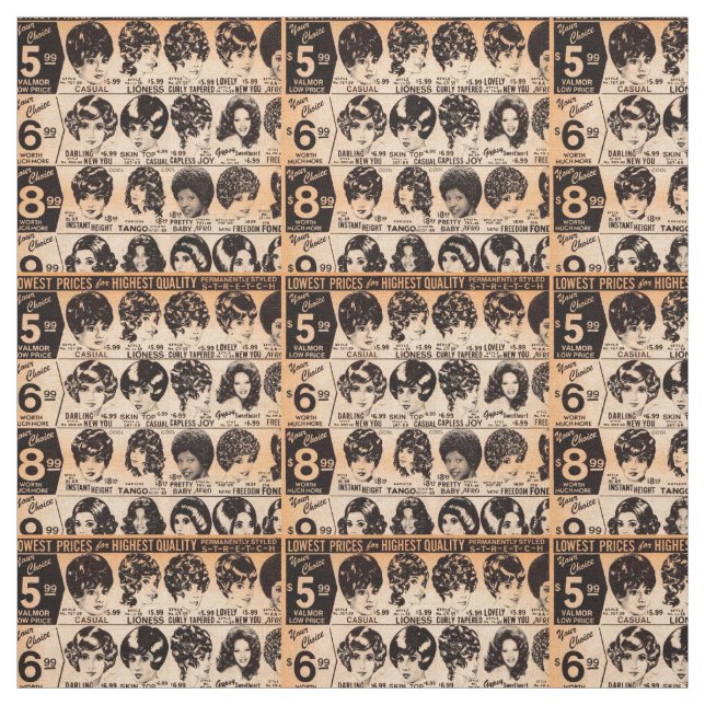 Tecido propaganda da peruca do princípio dos anos 70 (Modelo)