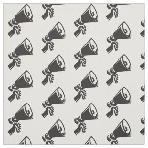 Tecido Protesto contra Megaphone Black White Patterin Res