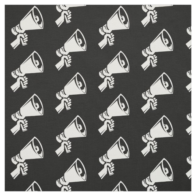 Tecido Protesto contra Megaphone Black White Patterin Res (Modelo)