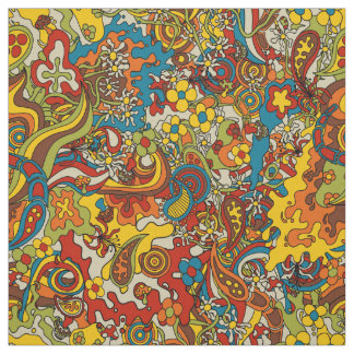 Tecido psychedelic flow, retro 70s fabric
