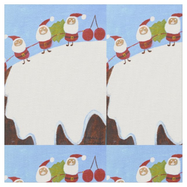 Tecido Pudim de Natal e Papais Noel  (Detalhe)