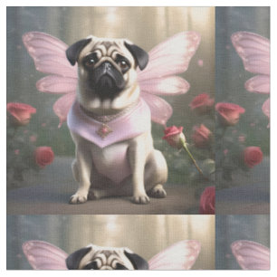 Tecido Pug Borboleta,