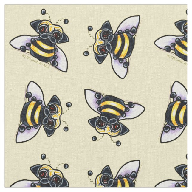 Tecido Pug Bumble Beers White (Detalhe)