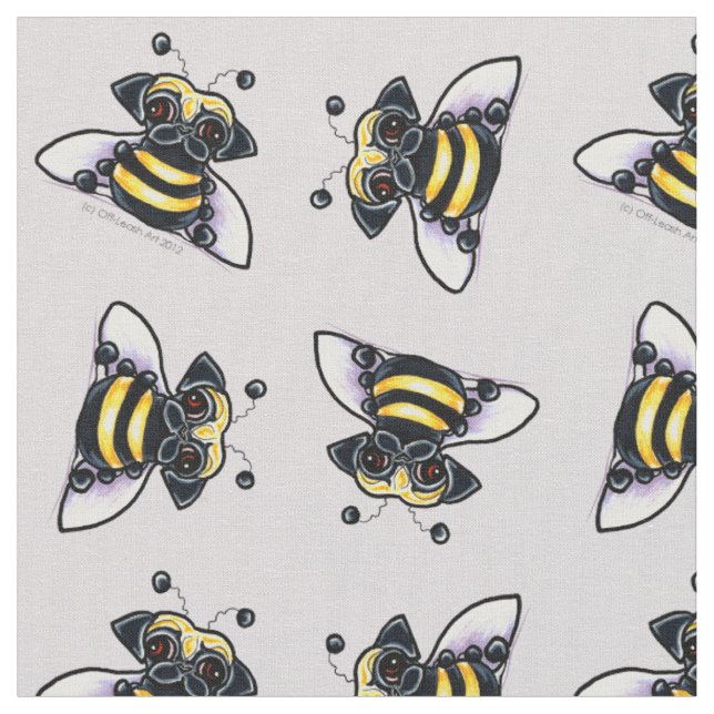 Tecido Pug Bumble Bees Cinza Lilac (Detalhe)
