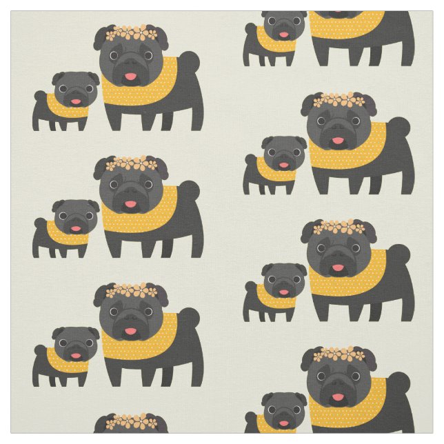 Tecido Pugs Pretos (Modelo)