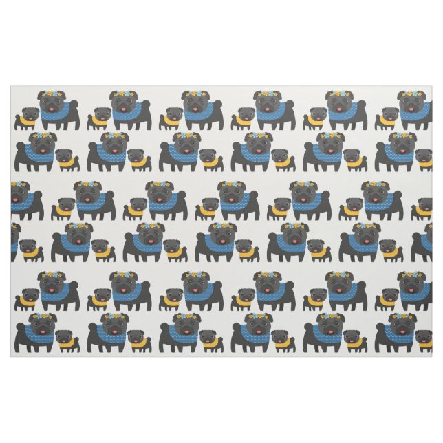 Tecido Pugs Pretos 2 (Fat Quarter)